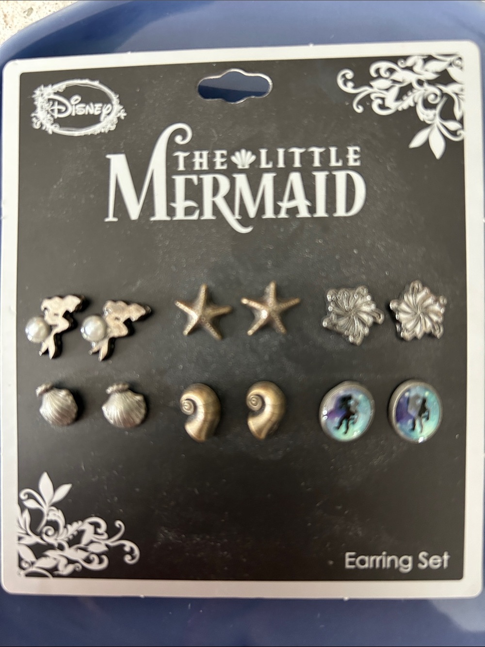 Disney The Little Mermaid Kids Earring Set - Silver & Iridescent Green-Blue - Picture 2 of 3